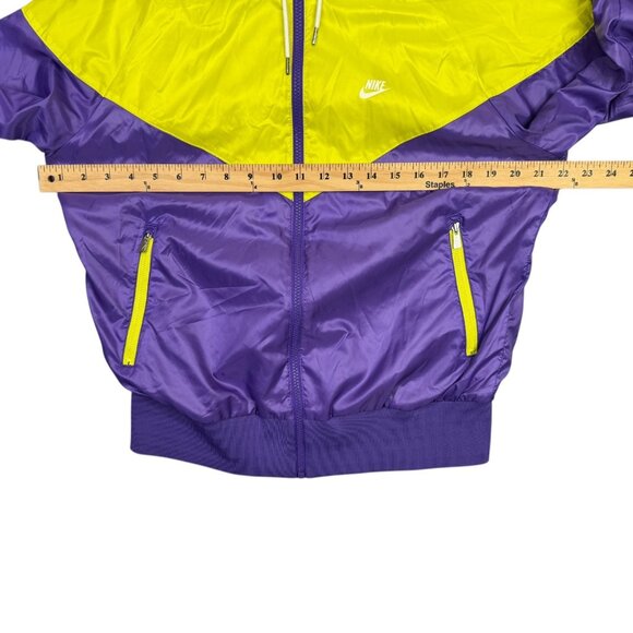 Nike Windrunner Jacket Womens Large L Yellow Purple Hooded Windbreaker Full Zip - Picture 6 of 11
